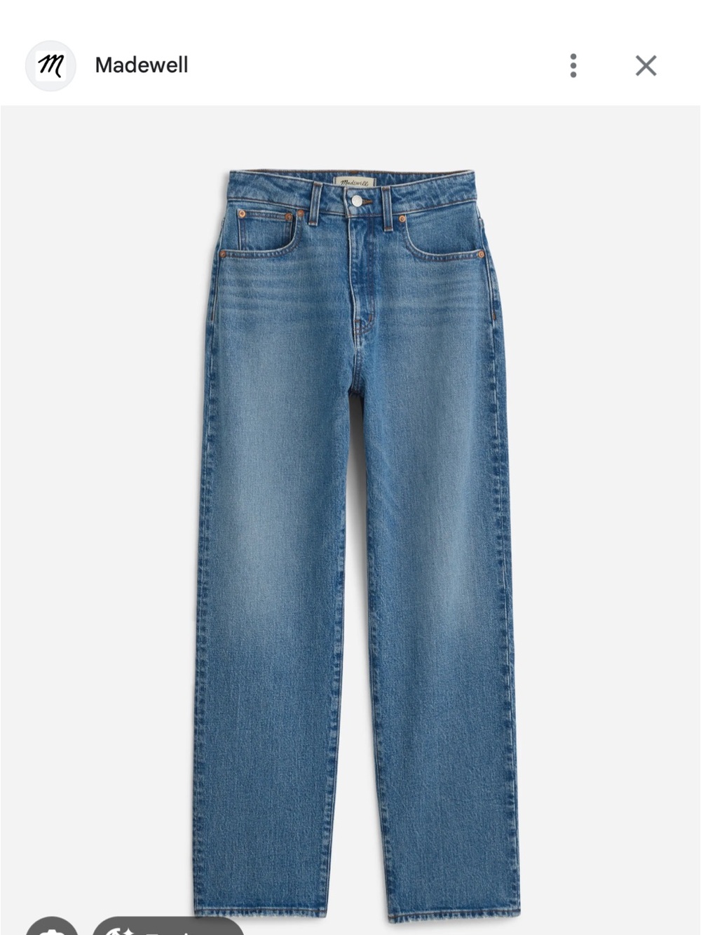 Madewell Women's ‘90s Straight Crop Jean Blue Size 27 Hazeldell Wash